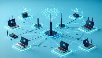 Illustration of a telecom network with connected devices